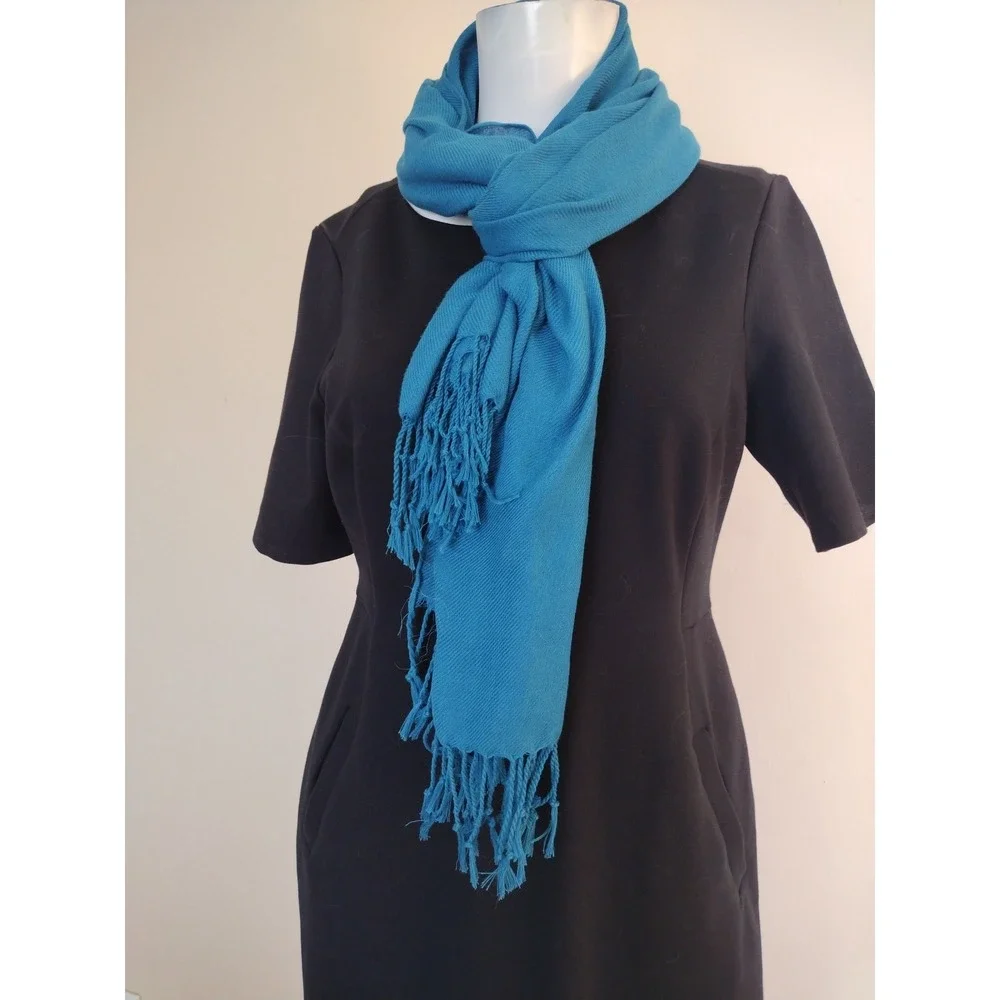 pashmina scarf wrap shawl Teal Lightweight Chic Elegant Fringe‎ Casual 69x26